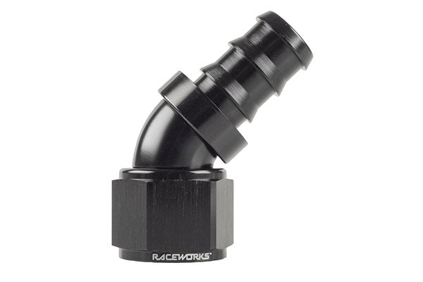 CLEARANCE - Raceworks Push Lock 45 Degree Fitting - (AN-8)