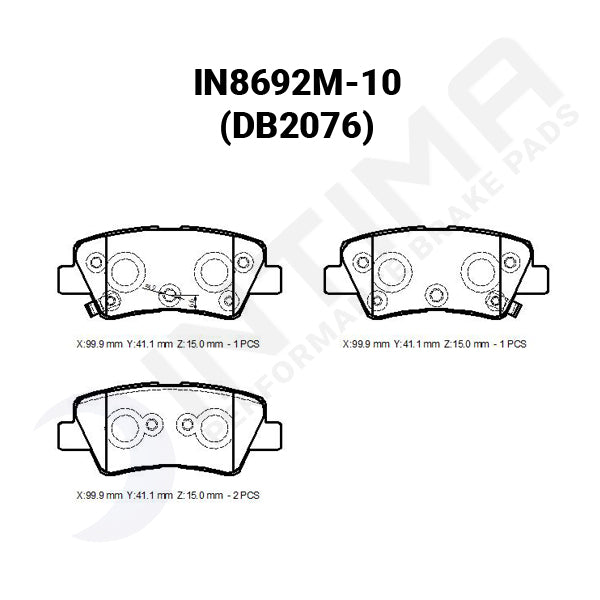 Intima SR Rear Brake Pads - i20N/i30 SR & N-Line/Cerato GT