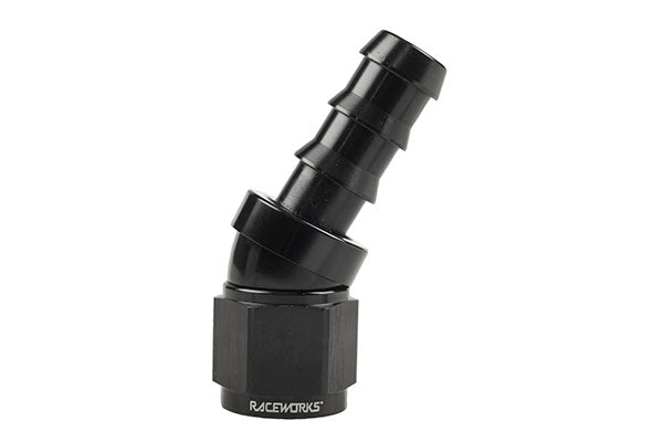 Raceworks Push Lock 30 Degree Fitting - (AN-4)