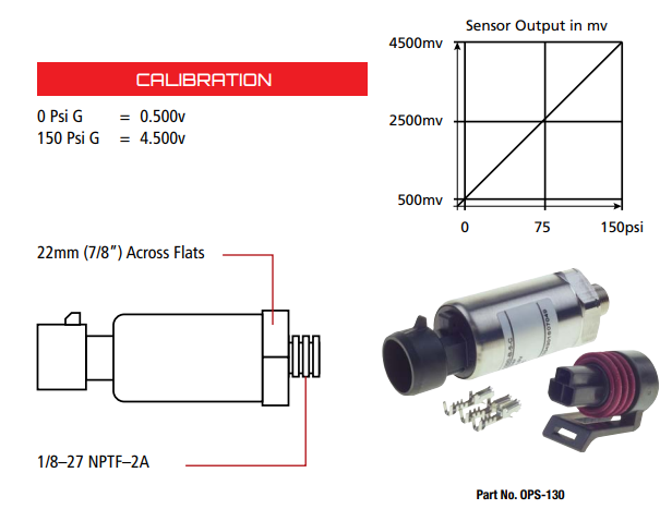 Raceworks 150psi (10Bar) Variohm Eurosensor Pressure Sensor (OPS-130)