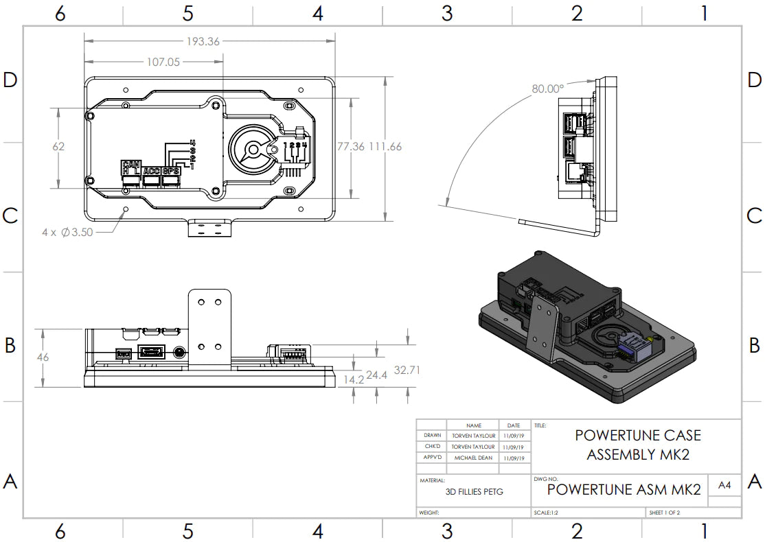 Powertune Digital Dash (Optional GPS)