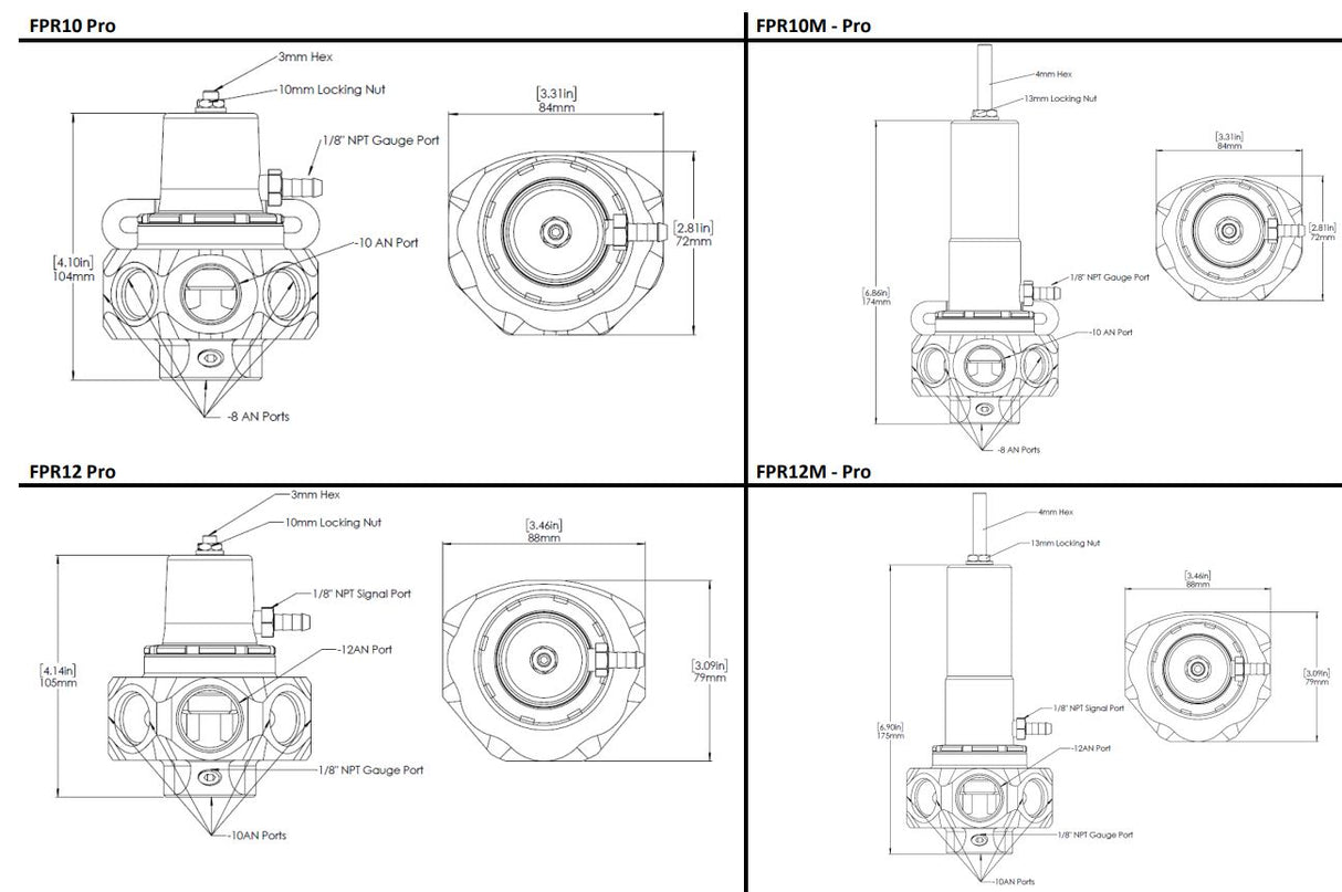 FPR10 Pro M 5 Port Mechanical Pump Fuel pressure regulator -10AN - (Black)